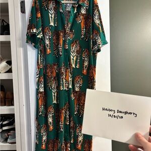 SOLD Dressed in LALA tiger tales plisse maxi dress